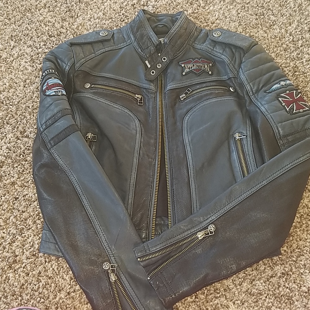 Affliction Genuwine Leather Biker Jacket